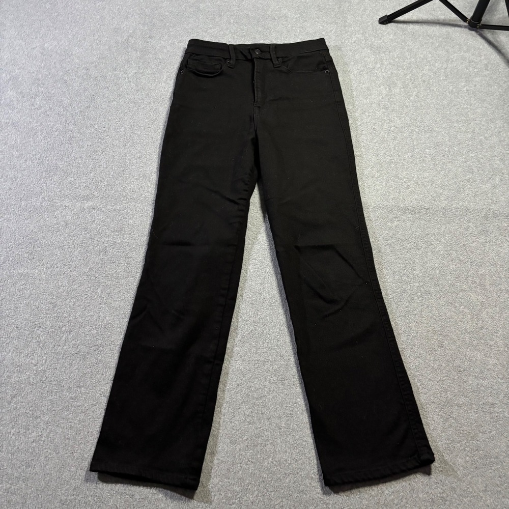 Good American Good Curve Straight Jeans Women 4/27 Black High Rise GCST475B